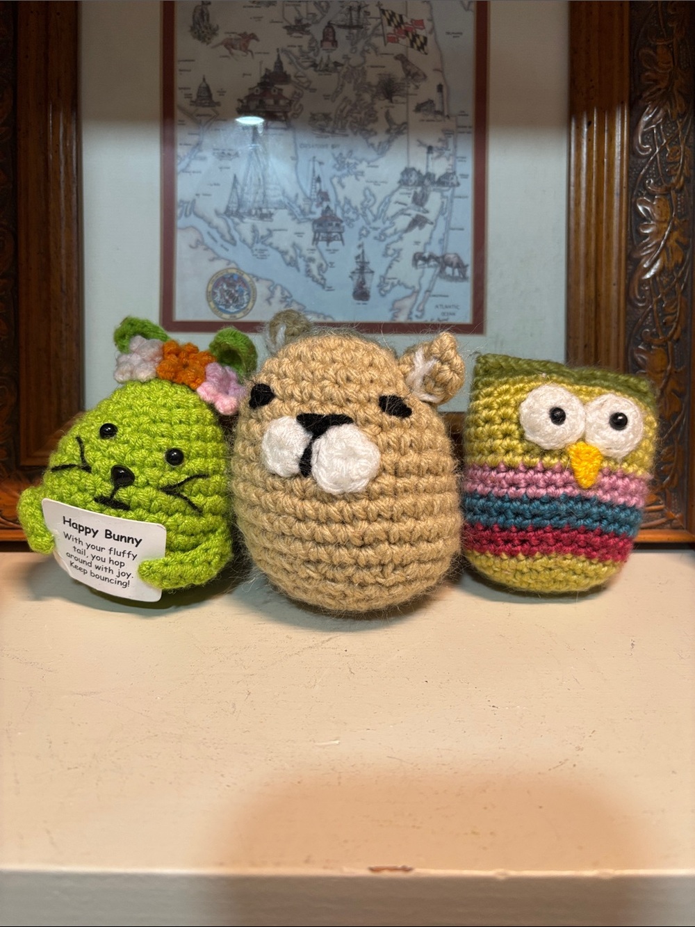 🌈Handmade Crochet Small Toy Trio - Green, Tan & Multicolor🌈